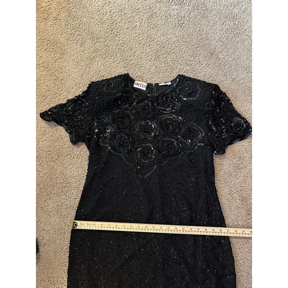 EUC Vintage 90’s Sweetlo Black Beaded Silk Dress Size XL Gatsby Romantic Holiday - Picture 13 of 14